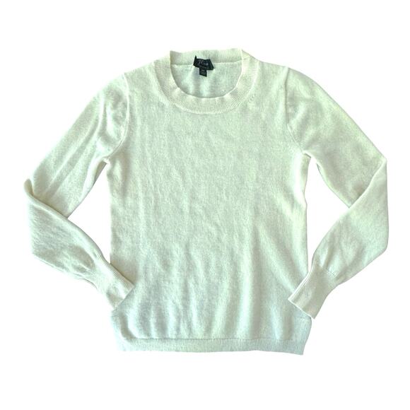 J Crew 100% Cashmere Sweater Pullover White/Ivory  XS Crew Neck - Picture 1 of 7